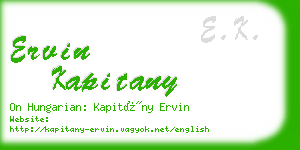 ervin kapitany business card